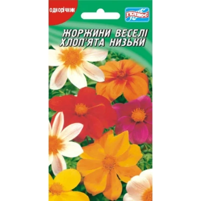 Пакет с семенами георгинов Весёлые ребята низкие - ВЕСЕЛЫЕ РЕБЯТА ОРАНЖЕВЫЕ