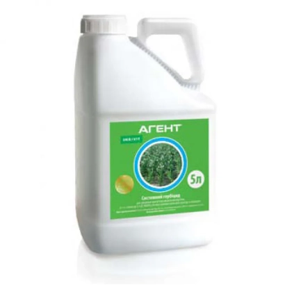 White jug with green label showing the name «AGENT» and a green circle with a plant. - AGENT, SE
