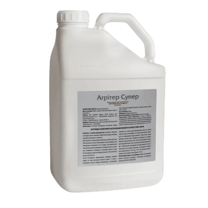 White jug with label Agrinet Super - Agriter Super 500 RK