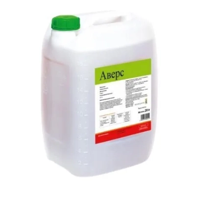 Біла канистра з зеленою кришкою та етикеткою Аверс - Аверс, РК, гербіцид, десикант