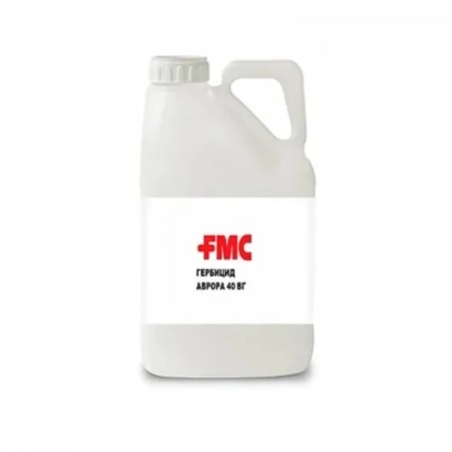 Белая канистра с красным логотипом FMC и надписью АВРОРА 40 ВГ