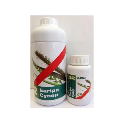 Бутылка с гербицидом Багира Супер и маленькая упаковка рядом