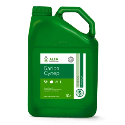 Зеленая канистра с этикеткой Багира Супер