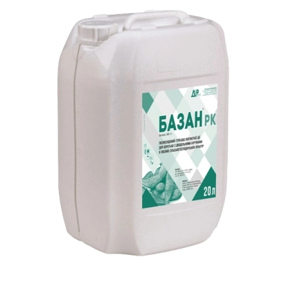 Белая канистра с этикеткой БАЗАН РК