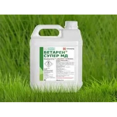 White canister with label Betaren Super Md on green background