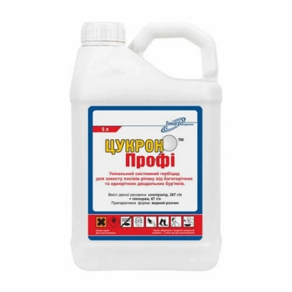 Бутылка гербицида Цукрон Профі з етикеткою українською мовою