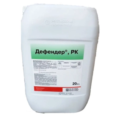 Белая канистра с этикеткой Дефендер, РК