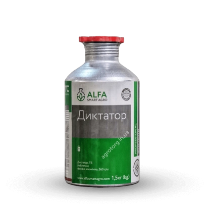 Bottle of herbicide Dictator by manufacturer ALFA - Dictator, TB, fumigant