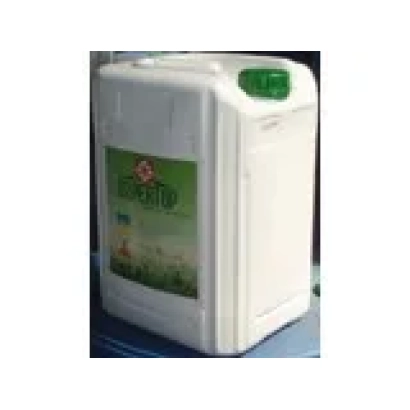 Белая канистра с зелёной крышкой и этикеткой, изображающей растения - Директор