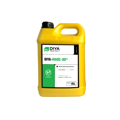 Желтая канистра с этикеткой DIYA-НИКОС-OD