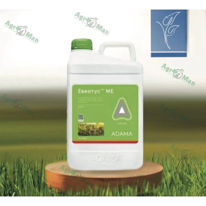 Біла канистра з етикеткою Eventus ME на зеленому фоні - Евентус МЕ