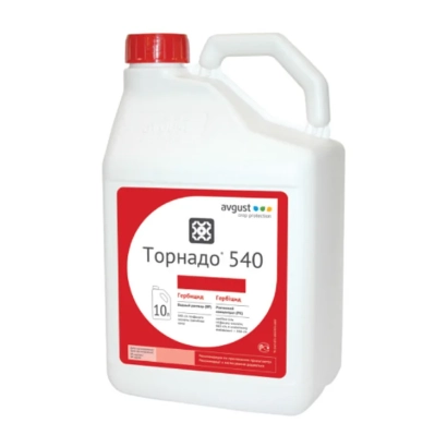 White jug with red label showing the product name Торнадо 540 - Fagro