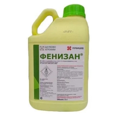 Желтая канистра с этикеткой ФЕНИЗАН