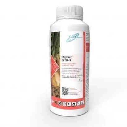 Бутылка с гербицидом Фермер, КЕ на белом фоне - Фермер, КЕ, (оксифлуорфен, 240 г/л)