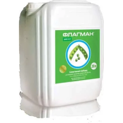 Белая канистра с зелёной этикеткой Флагман - Флагман, РК (бентазон, 480 г/л)