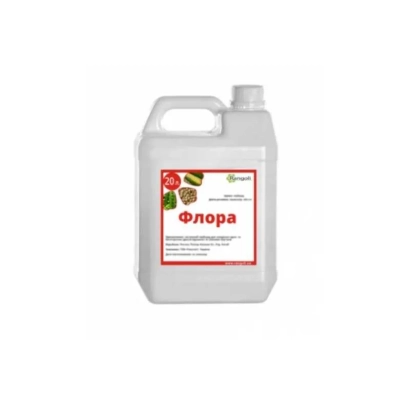 Белая канистра с этикеткой «Флора»