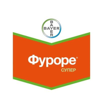 Логотип Bayer с названием продукта Фуроре Супер на оранжевом фоне