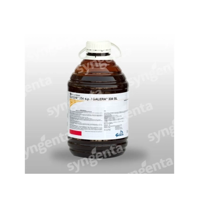 Флакон с гербицидом Галера 334 SLв.р. на белом фоне
