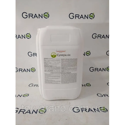 Белая канистра с этикеткой Glyphos Super w.r. на фоне с логотипом GRANO - Глифос Супер в.р.