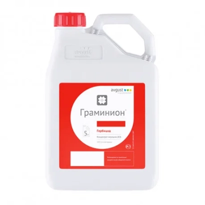 Белая канистра с красной этикеткой Граминикон - Граминион