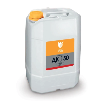 Белая канистра с оранжевой этикеткой, на которой написано ДК 150