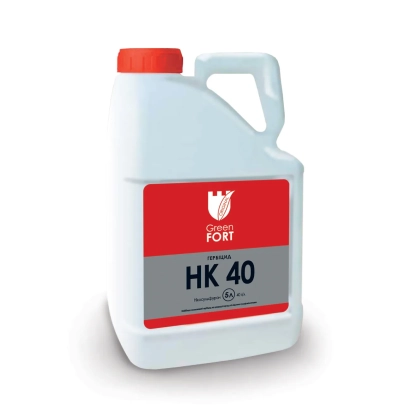 Біла канистра з червоною кришкою та етикеткою Fort HK 40 - Ґрінфорт НК 40