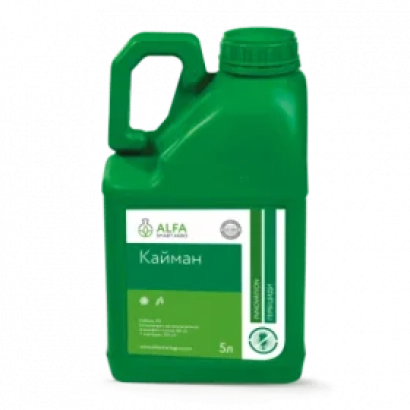 Зеленая канистра с этикеткой Кайман