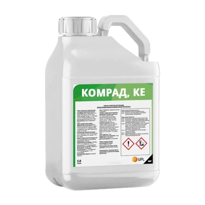 Белая канистра с этикеткой КОМРАД, КЕ - КОМРАД К.Е.