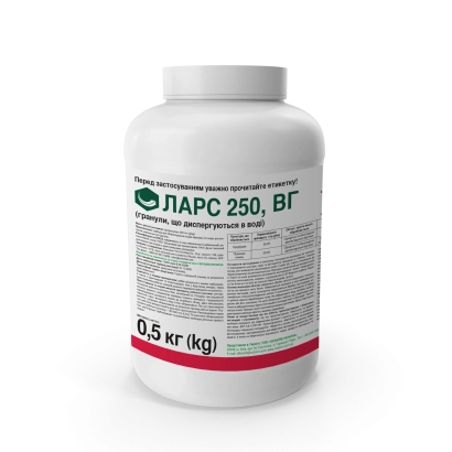 Белая канистра с этикеткой ЛАРС 250, ВГ гербицид