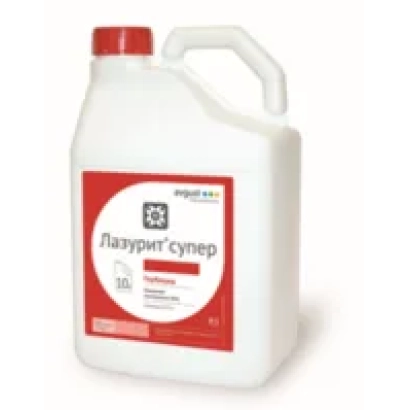 Белая канистра с красной этикеткой, на которой написано «Лазурит Супер». - Лазурит Супер к.н.е.