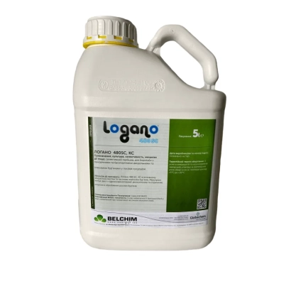 Білий канистр з етикеткою Logano 480 SC та зеленим блоком на фоні - Логано 480 SС