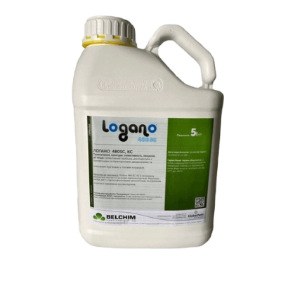 White jug with label Logano 480 SC from company Syngenta