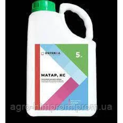White jug with label MATAR, KS on green background - MATAR, KS (METRIBUZIN, 600 G/L)
