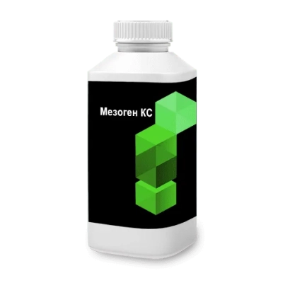 Bottle of herbicide Mesogen KS on black background