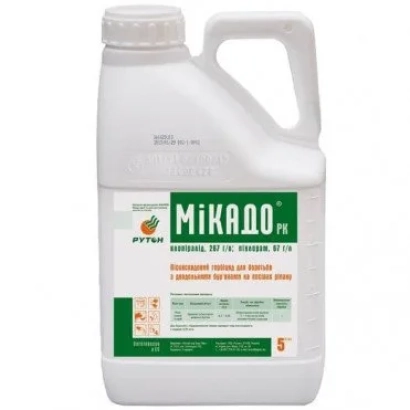 Бутылка с гербицидом Mikado, водный раствор, (Cloquarid, 267 г/л + Picloram, 67 г/л)