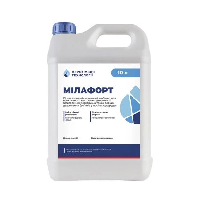 Бутылка гербицида МІЛАФОРТ с этикеткой - MilaFort, CS, (никосульфурон, 40 g/l)