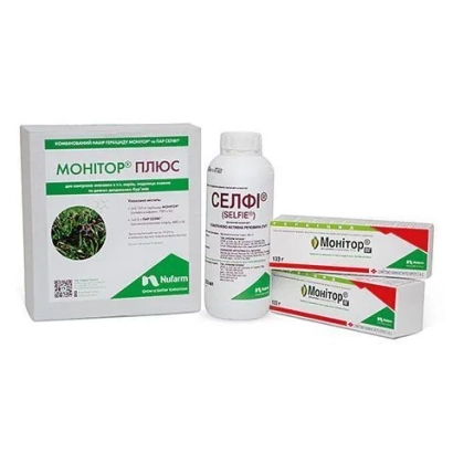 Упаковка гербицида Монитор Плюс с изображением растения