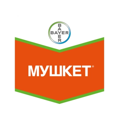 Logo of the product MUSKET on an orange background with the Bayer logo at the top. - Musket 20 WG