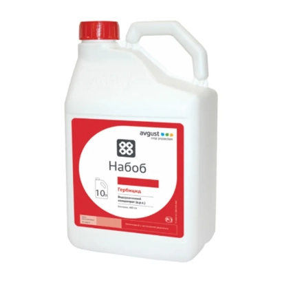 Белая канистра с красной крышкой и этикеткой Набоб - Набоб Дуо