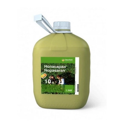 Канистра с гербицидом Нопасаран на зеленом фоне - Нопасаран® Флекс, РК, гербицид