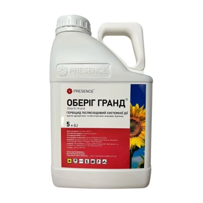 Канистра гербициду Оберіг Гранд з зображенням соняшника