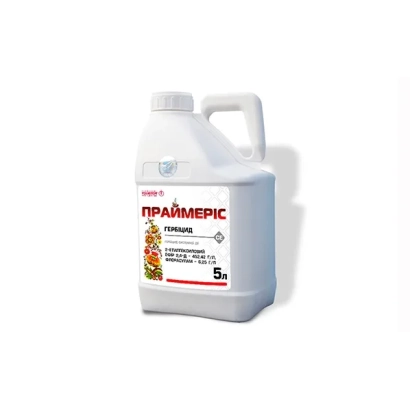 Біла канистра з етикеткою Праймерис, СЕ, гербіцид