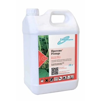 White jug with label Protege - Protege, SL