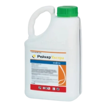Белая канистра с зелёной крышкой и этикеткой «Рейкер Экстра» - Рейкер Екстра, МД (Raker Extra OD)