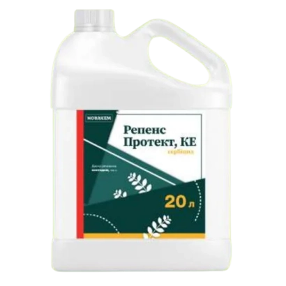 White jug with label Repens Protect, KE volume 20 L