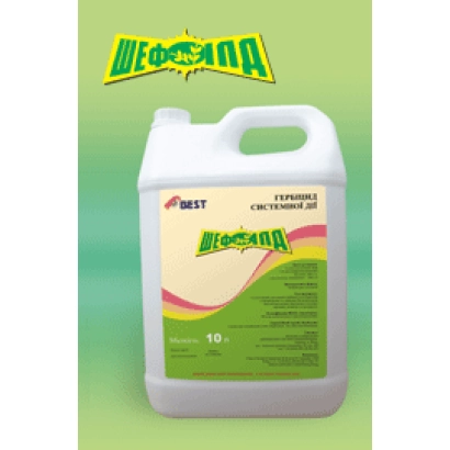 Canister of herbicide Sheffield on green background