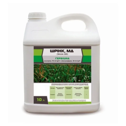 Канистра с гербицидом ШРИНК, МА на зеленом фоне - Shrink OD