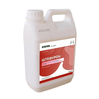 White jug with red label showing the product name «Stefuron».