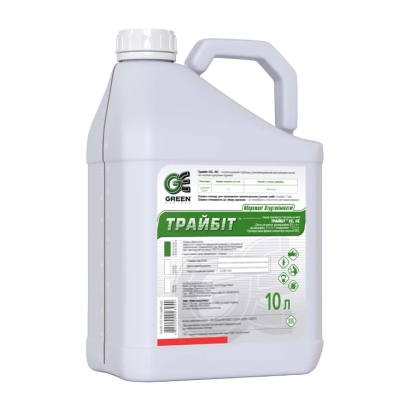 Белая канистра с этикеткой Трайбіт ЕС, КЕ, гербіцид - Трайбит ЕС, КЕ, гербицид