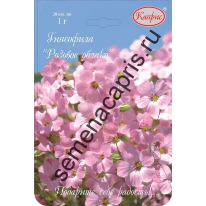 Seed packet of Hydrangea 'Pink Cloud' with image of pink flowers